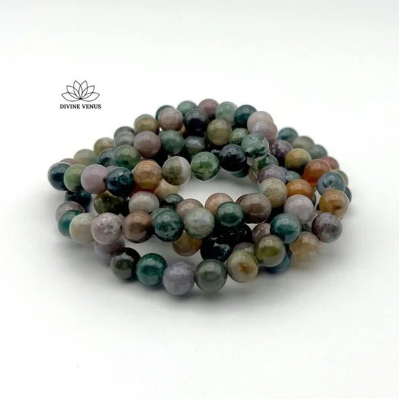 Indian Agate Beaded Stretch Bracelet - Picture 3 of 4